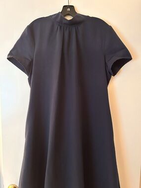 STAUD Navy Short-Sleeve Mock Neck Tunic